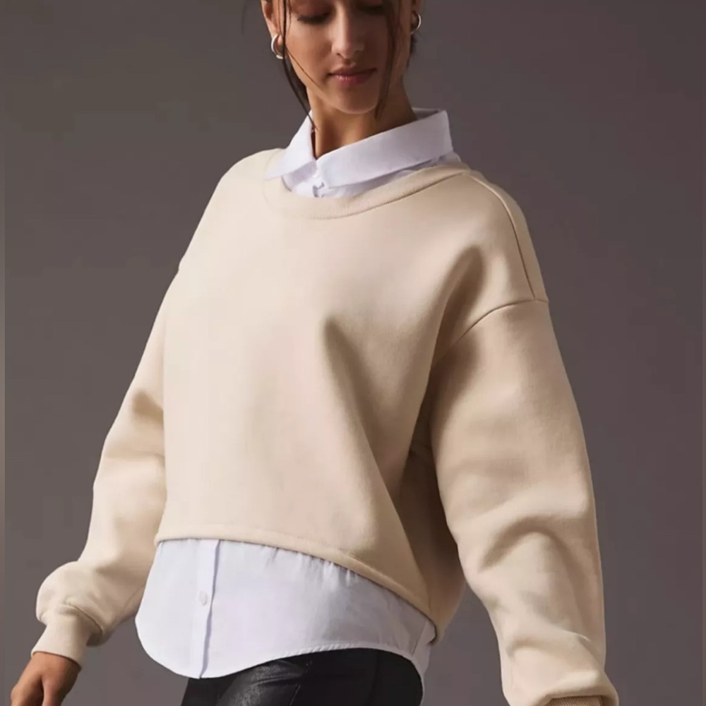 Maeve Layered Oversized Twofer Sweatshirt